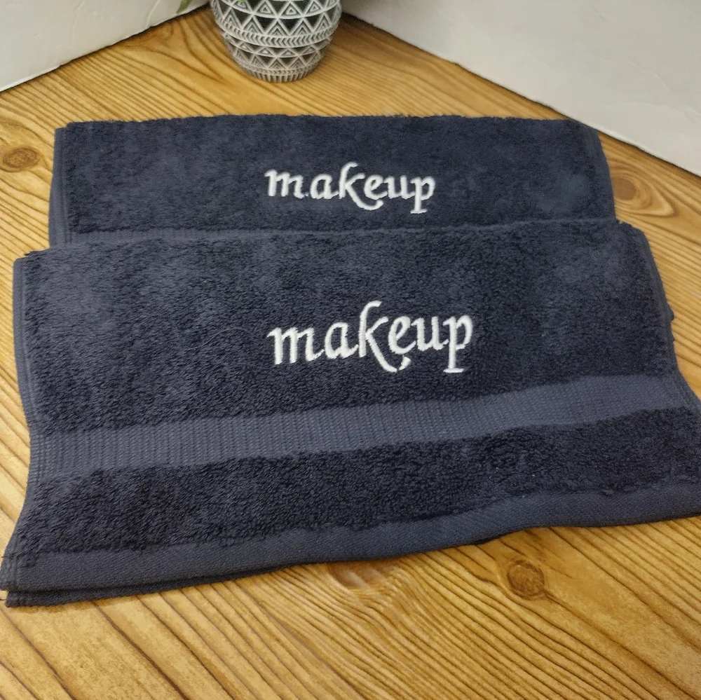 Premium Turkish Cotton Super Soft and Absorbent Makeup Washcloths Black Set 2